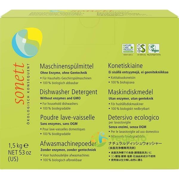 Detergent Ecologic Praf Pt. Masina De Spalat Vase 1.5kg Sonett