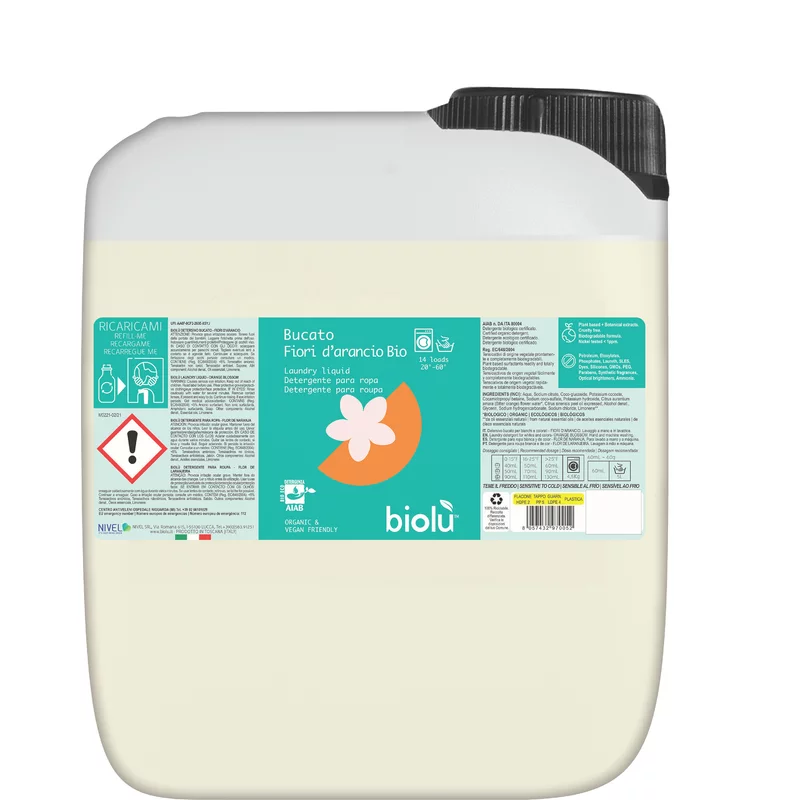 Detergent ecologic lichid pentru rufe albe si colorate, portocale, 5L - Biolu