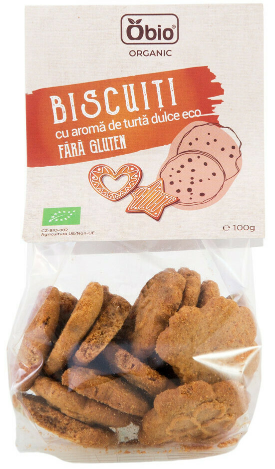 Biscuiti cu aroma de turta dulce bio, fara gluten, 100g Obio