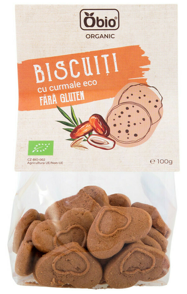 Biscuiti cu curmale bio, fara gluten, 100g Obio